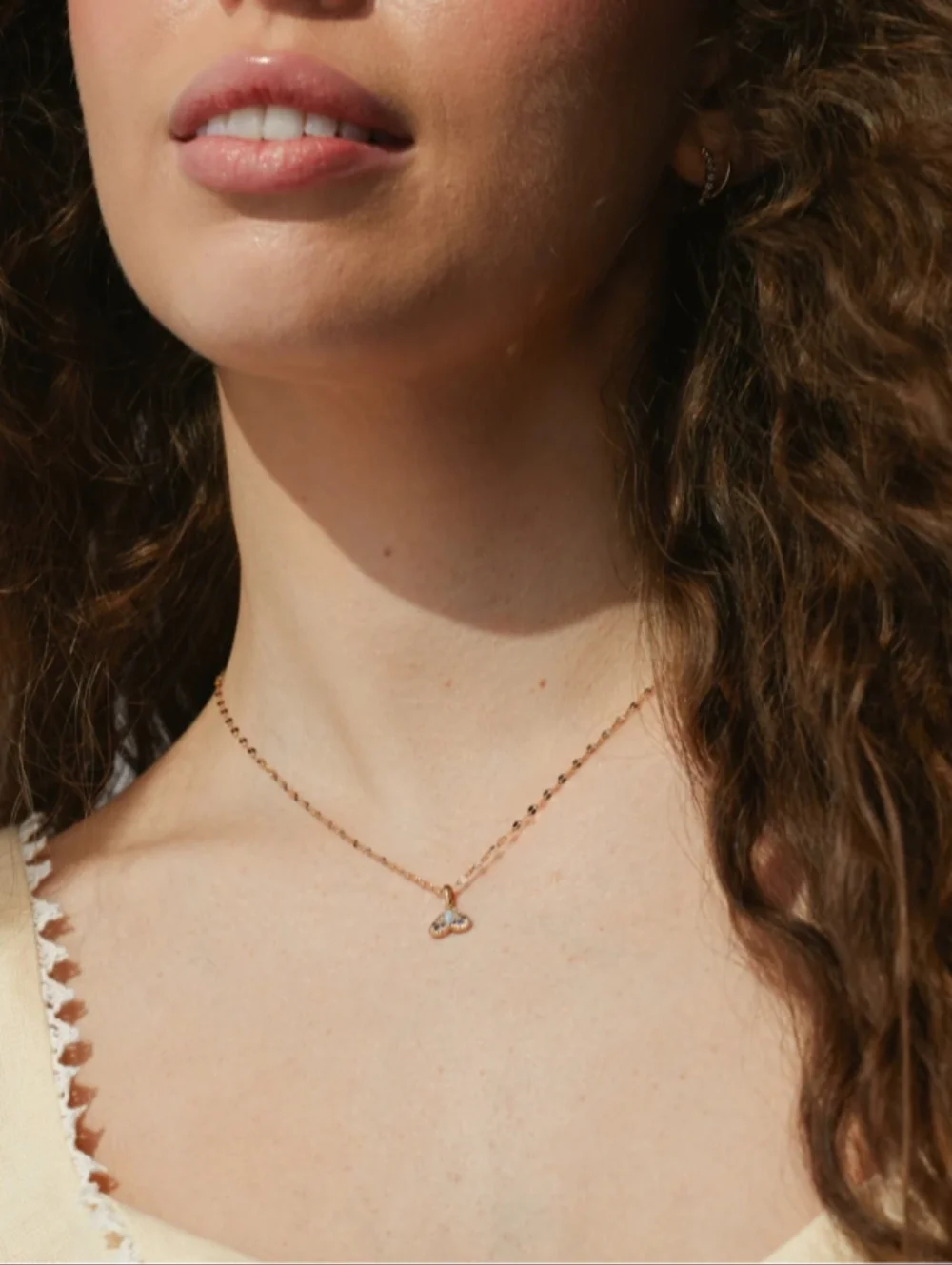 $22 - Gold Butterfly Pendant with CZ and Opal Accents - Picture 2 of 3